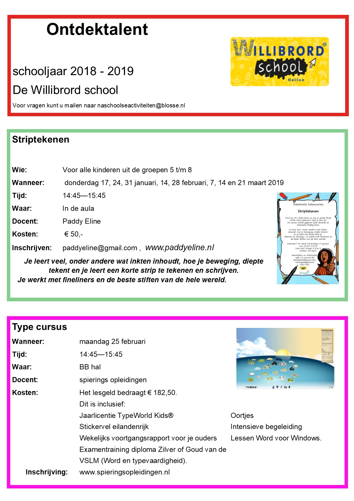 Naschoolse activiteiten na de kerstvakantie